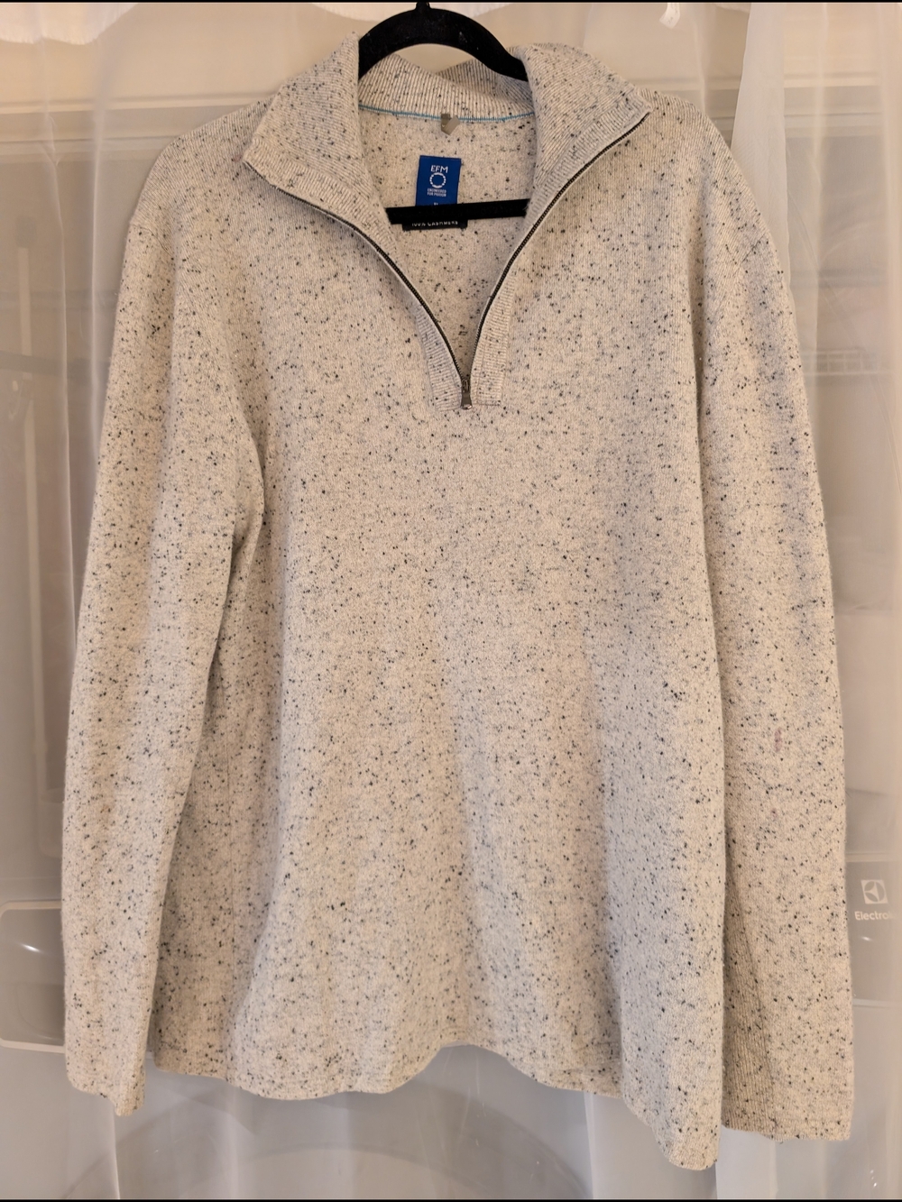 100% Cashmere Men’s Speckled Cream Half-Zip Sweater